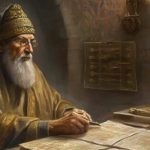 old man sitting by a table and reading and abimelech in the bible